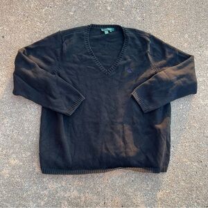 Ralph Lauren Men's Black V-Neck Sweater